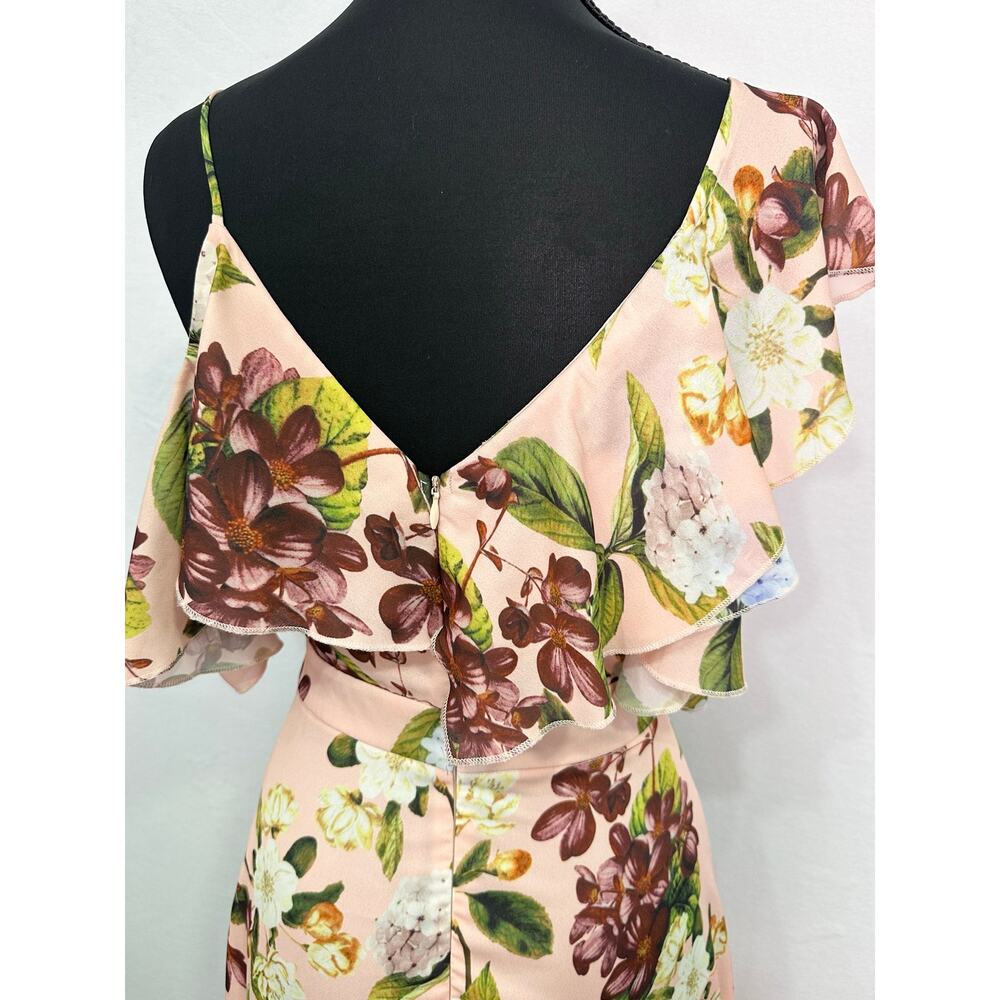 L’Atiste by Amy Pink Floral Ruffle High Low Maxi Dress Size Small Garden Party - Picture 5 of 11